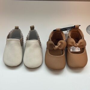 Carter's White and Tan Baby Shoes Set